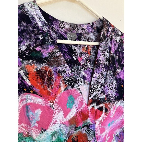 Simply Art By Dolcezza Dress Tunic Shift 100% Viscose Size S Abstract Watercolor - Picture 3 of 7